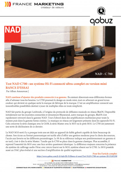 NAD - C700 - un système Hi-Fi connecté ultra-complet en version mini test complet qobuz